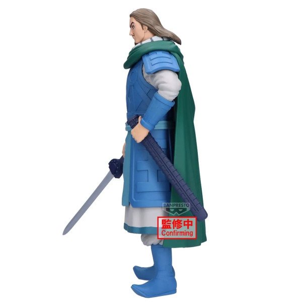 Figurine To Grandista de Kingdom par Banpresto vue de profil gauche avec cape verte et épée