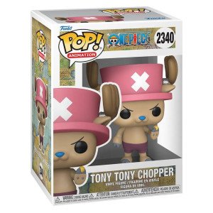 Figurine Funko Pop Chopper One Piece POP Animation vue de face avec chapeau rose 2