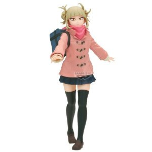 Figurine Himiko Toga My Hero Academia vue de face manteau rose et écharpe gamme Glitter & Glamours