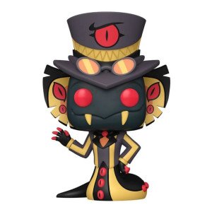 Figurine Funko Pop Sir Pentious Hazbin Hotel vue de face avec chapeau et regard rouge
