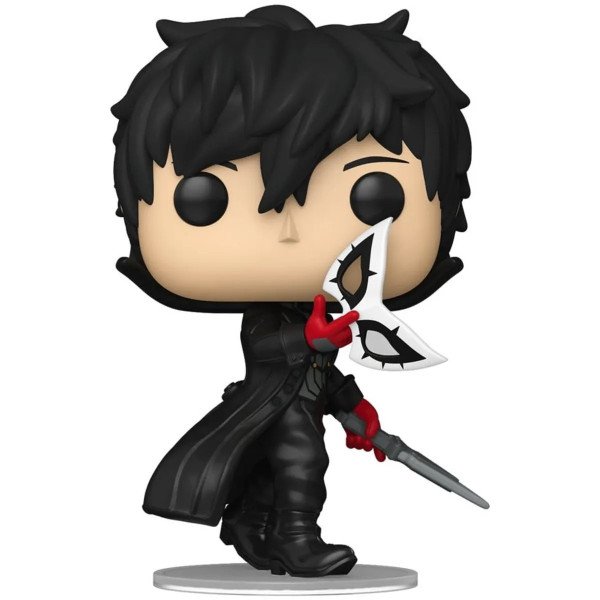 Figurine Funko POP Ren Protagonist Persona 5 vue de face avec masque et tenue noire