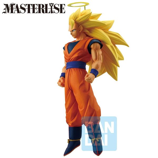 Figurine Goku Super Saiyan 3 Dragon Ball Z vue de profil droit avec posture puissante et détails musculaires