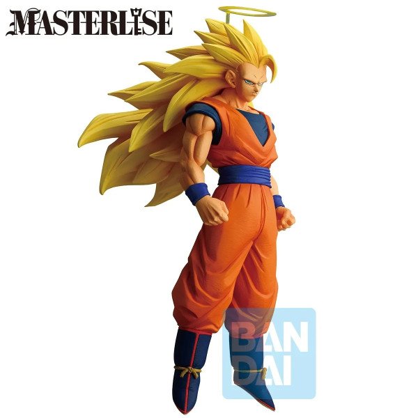 Figurine Goku Super Saiyan 3 Dragon Ball Z vue de profil gauche mettant en valeur la chevelure imposante