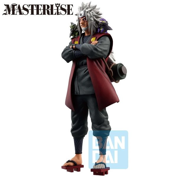 Figurine Jiraiya Ichibansho Naruto Shippuden vue de face avec posture bras croisés et invocations sur les épaules