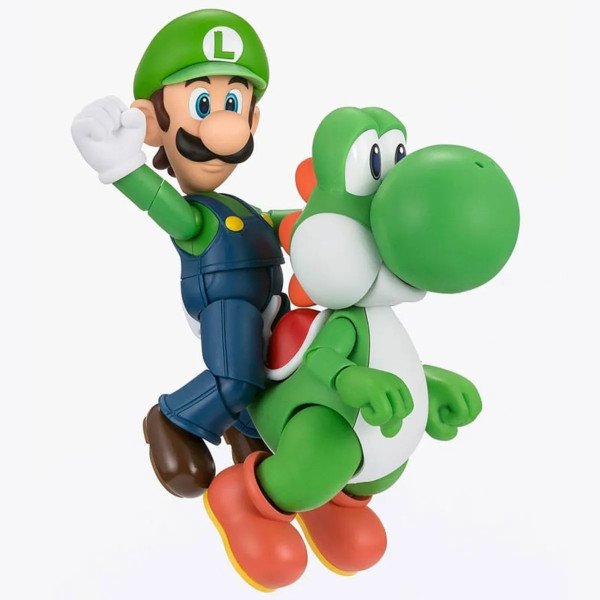 Figurines Luigi et Yoshi S.H. Figuarts de Super Mario avec Luigi monté sur le dos de Yoshi