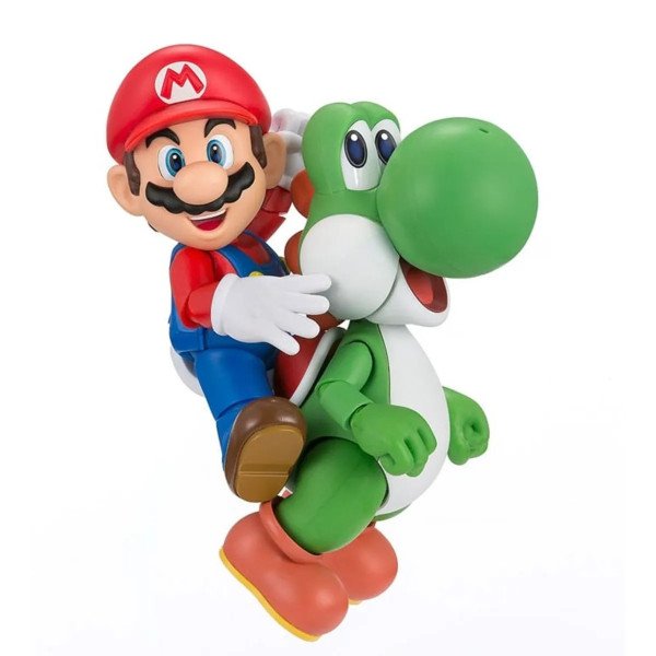 Figurines Mario et Yoshi S.H. Figuarts de Super Mario avec Mario monté sur le dos de Yoshi