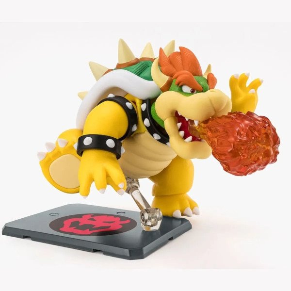 Figurine S.H. Figuarts Bowser de Super Mario avec effet souffle de feu et support articulé