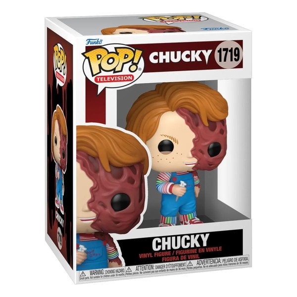 Boîte de la figurine Funko POP Television Chucky Melted Face avec packaging officiel et visuel de face