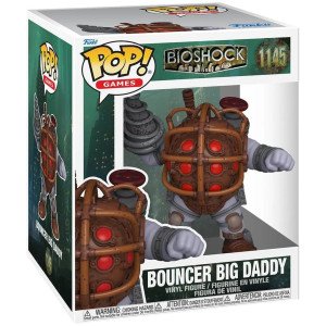 Figurine Super Sized Funko POP Bouncer Big Daddy de Bioshock vue de face avec foret gris et casque cuivré aux hublots rouges 2