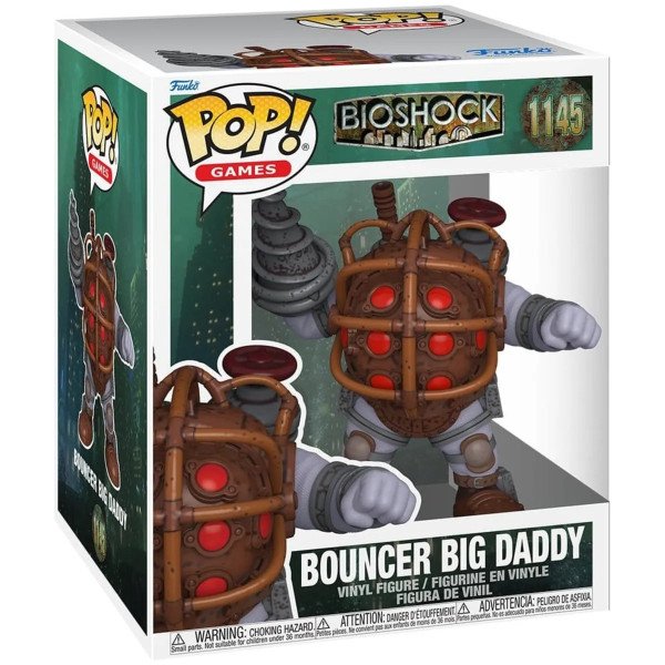 Boîte de la figurine Super Sized Funko POP Bouncer Big Daddy de Bioshock avec packaging officiel vue de face