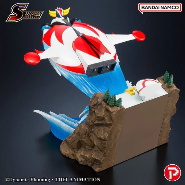 Vue arrière de Grendizer Scene Selection 02 avec le vaisseau quittant la base rocheuse