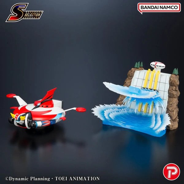 Grendizer Scene Selection 02 présenté séparé de son décor de base, avec vague bleue et rochers