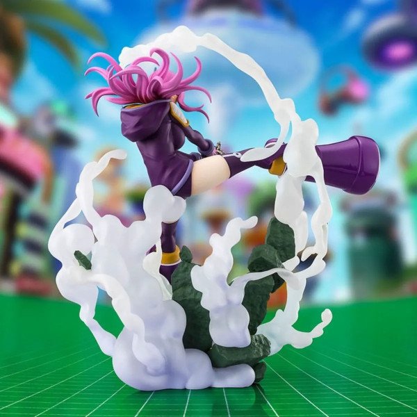 Vue arrière de la statuette Jewelry Bonney Figuarts ZERO Extra Battle One Piece avec effets de fumée