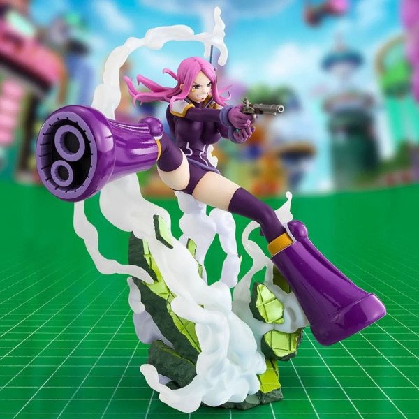 Figurine Jewelry Bonney One Piece Figuarts ZERO Extra Battle en plein saut, vue trois quarts droite