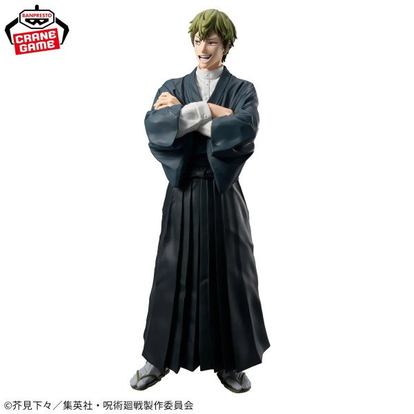 Figurine Zenin Naoya Grandista Bandai Spirits en vue trois quarts face, expression moqueuse et kimono sombre