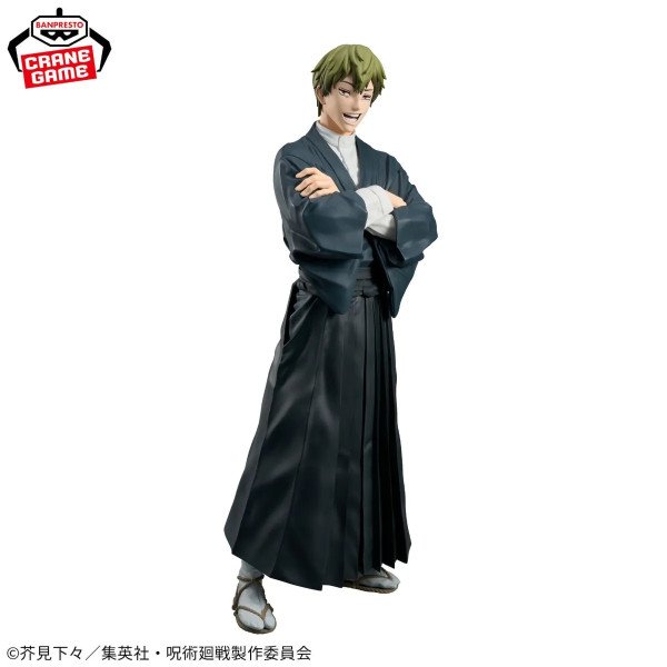 Figurine Zenin Naoya Grandista de Jujutsu Kaisen vue de face, posture assurée, bras croisés et tenue traditionnelle