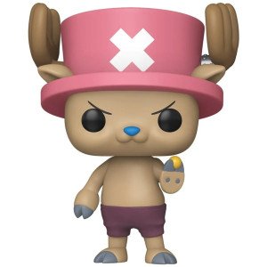 Figurine Funko POP Jumbo Chopper de One Piece, vue de face avec grand chapeau rose et expression déterminée