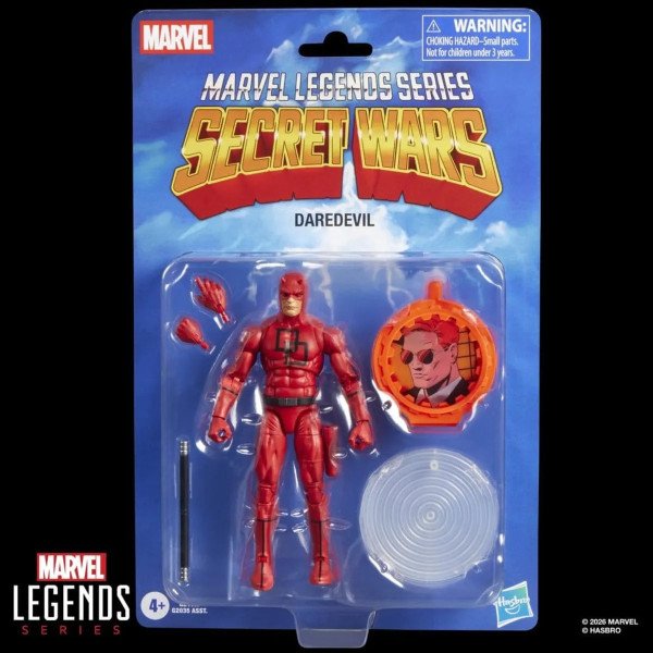 Packaging face de la figurine Daredevil Marvel Legends Secret Wars sous blister rétro