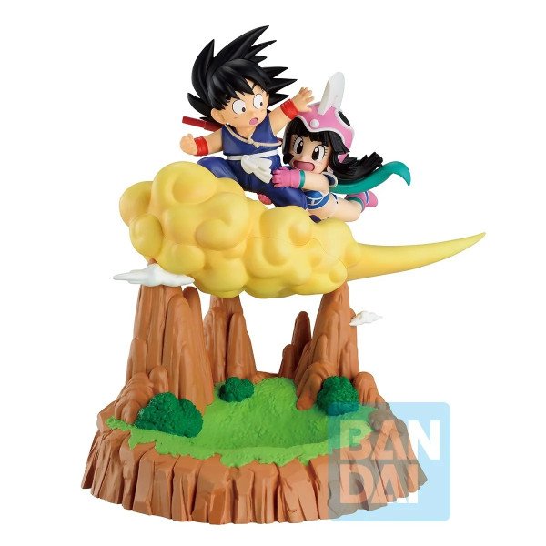 Figurine Son Goku et Chichi sur Kinto-un, Ichibansho Fantastic Adventure 2, vue trois quarts