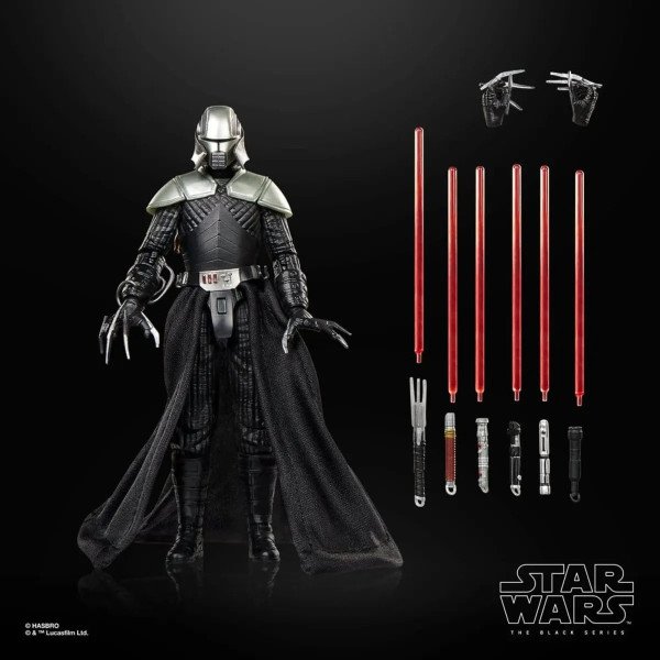 Figurine Lord Starkiller Black Series avec mains interchangeables, manches et lames de sabre laser