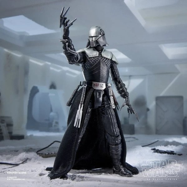 Figurine Lord Starkiller Black Series bras levé avec doigts griffés dans un décor neigeux Star Wars