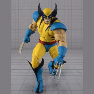 Figurine Marvel Wolverine Gamerverse S.H.Figuarts Bandai accroupie de face, prête à bondir avec griffes sorties 2