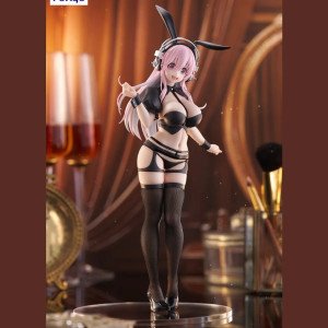 Statuette Super Sonico BiCute Bunnies Reverse Bunny Ver. de FuRyu, vue de face en tenue bunny noire.