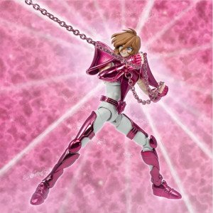 Figurine Andromeda Shun Saint Cloth Myth Ex Final Bronze OCE en vue de face avec chaînes déployées. 2