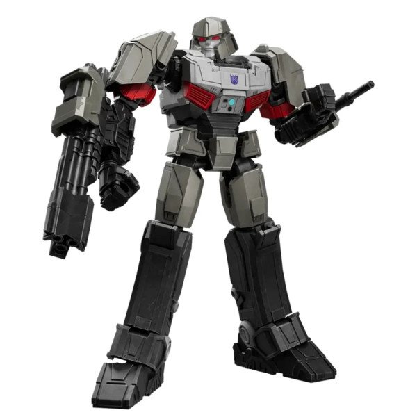 Figurine Megatron Blokees Classic Class 12 de face, armure grise, yeux rouges et canon au bras.