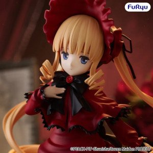Statuette Shinku Rozen Maiden Trio-Try-iT de face, robe rouge, grand nœud noir et cheveux blonds. 2