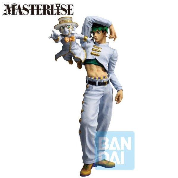 Figurine Rohan Kishibe Ichibansho avec Heaven’s Door, tenue blanche et logo Masterlise en haut.