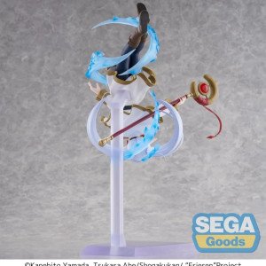 Statuette Frieren Flower Dance FIGURIZMa SEGA, pose renversée avec sceptre et effets bleus. 2