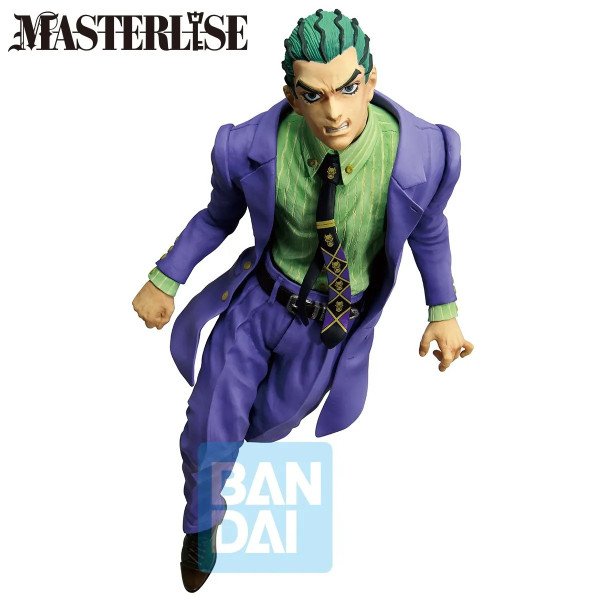 Figurine Kosaku Kawajiri vue en plongée de face, regard tendu, cheveux verts et cravate à motifs.