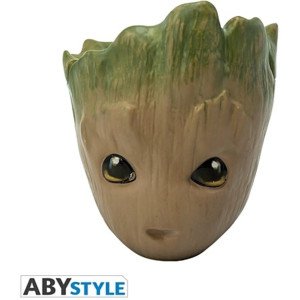 Mug 3D Groot Marvel 300 ml par ABYstyle, visage frontal avec yeux noirs et finition effet écorce.