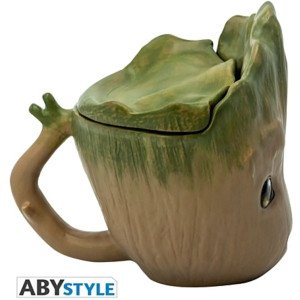 Mug 3D Groot Marvel 300 ml par ABYstyle, visage frontal avec yeux noirs et finition effet écorce. 2