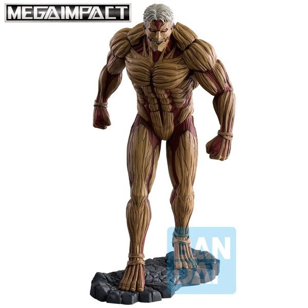 Figurine Armored Titan Attack on Titan Ichibansho, portrait frontal avec visage menaçant et corps blindé.