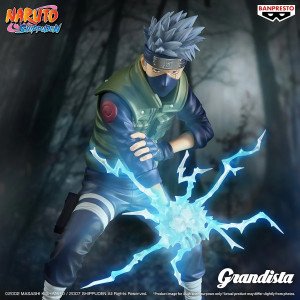 Figurine Kakashi Hatake Grandista Special Edition Banpresto avec effet éclair bleu, vue de face. 2
