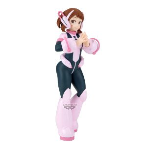 Figurine Ochaco Uraraka My Hero Academia Glitter & Glamours Banpresto, vue de face en tenue héroïque.