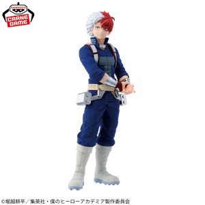 Figurine Shoto Todoroki My Hero Academia Banpresto, vue de profil avec cheveux rouges et blancs. 2