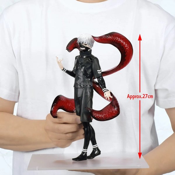 Figurine Kaneki Ken Grandista Banpresto Tokyo Ghoul mesurant environ 27 cm avec kagune rouge.