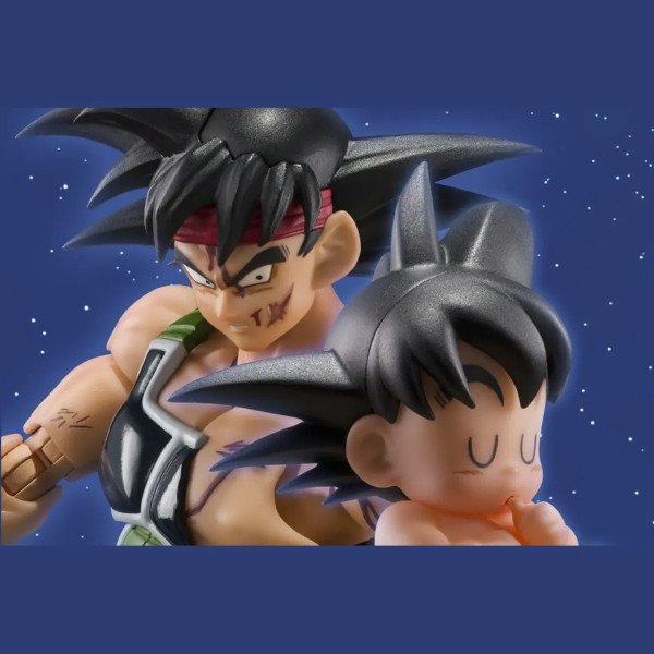 Figurine Bardock S.H.Figuarts Dragon Ball Z par Bandai avec accessoire bébé Goku.