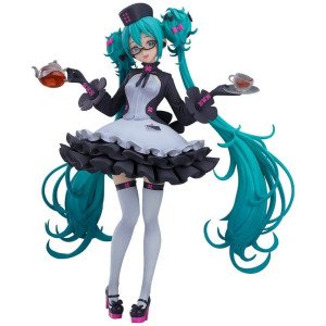 Figurine Hatsune Miku Glasses x Café Ver. Pop Up Parade de Character Vocal Series 01, vue de face sur fond blanc.