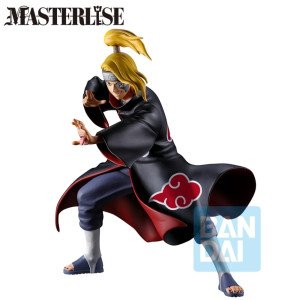 Figurine Deidara Ichibansho Kazekage Rescue Arc, pose jutsu avec manteau Akatsuki noir.