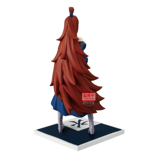 Vue de dos de la figurine Mei Terumi avec longue chevelure rousse et socle Mizukage.