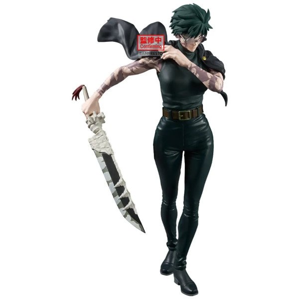 Figurine Zen’in Maki Grandista Jujutsu Kaisen avec cape noire, lunettes et arme maudite.