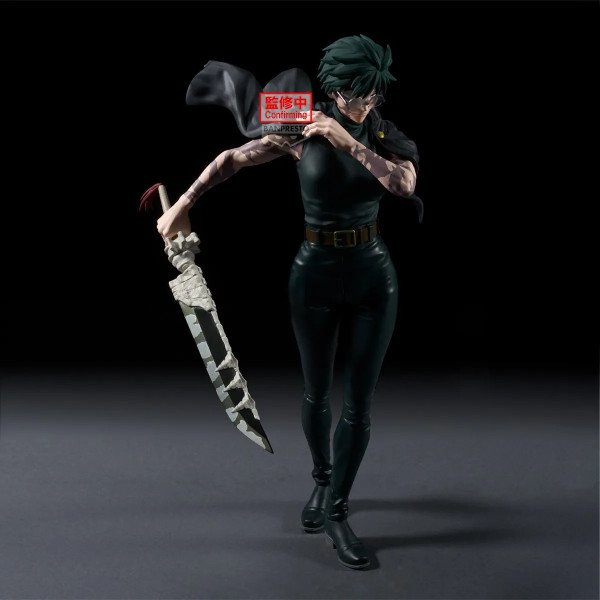 Figurine Zen’in Maki Grandista sur fond noir, en pose sombre avec grande arme maudite.