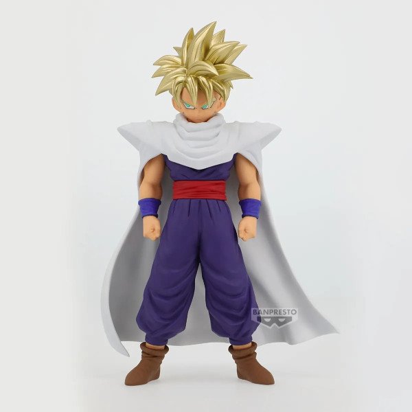 Figurine Super Saiyan Son Gohan II Blood of Saiyans Banpresto de Dragon Ball Z, vue avant sur fond clair.