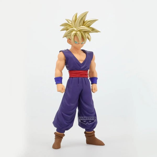 Figurine Super Saiyan Son Gohan II Blood of Saiyans Banpresto sans cape, vue de face sur fond clair.