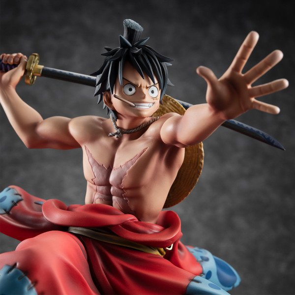 Portrait de Luffy Taro P.O.P Warriors Alliance MegaHouse avec main tendue et sabre