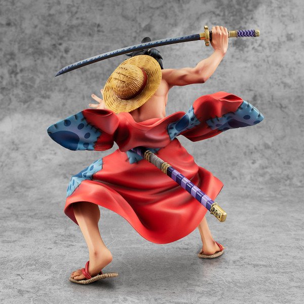 Figurine Luffy Taro P.O.P Warriors Alliance MegaHouse vue arrière avec sabre et chapeau